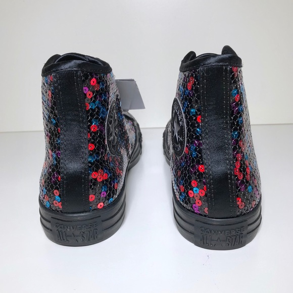 Converse Ctas Hi Sequin BlackBlueCherry - Picture 8 of 8